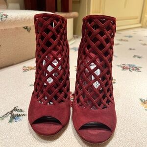 Jimmy Choo burgundy suede heels